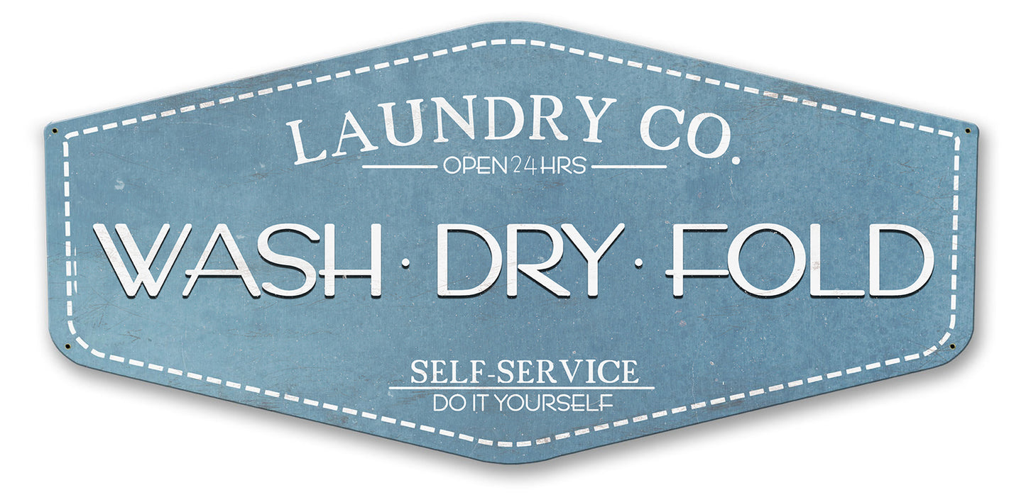 Wash Dry Fold Laundry Co Vintage Sign