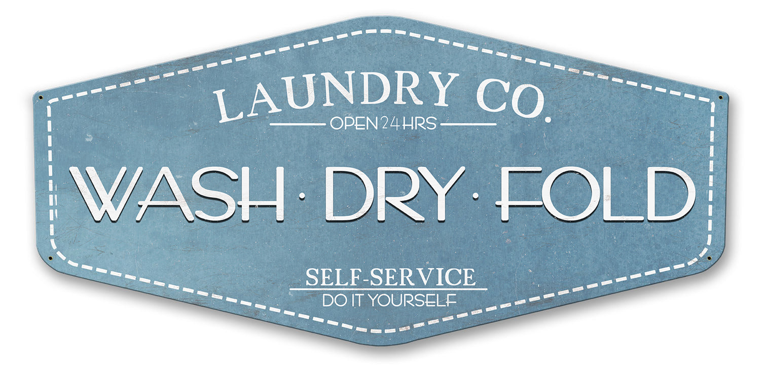 Wash Dry Fold Laundry Co Vintage Sign