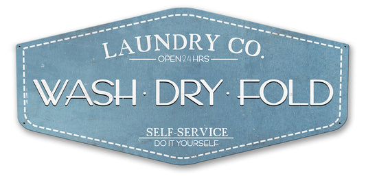 Wash Dry Fold Laundry Co Vintage Sign