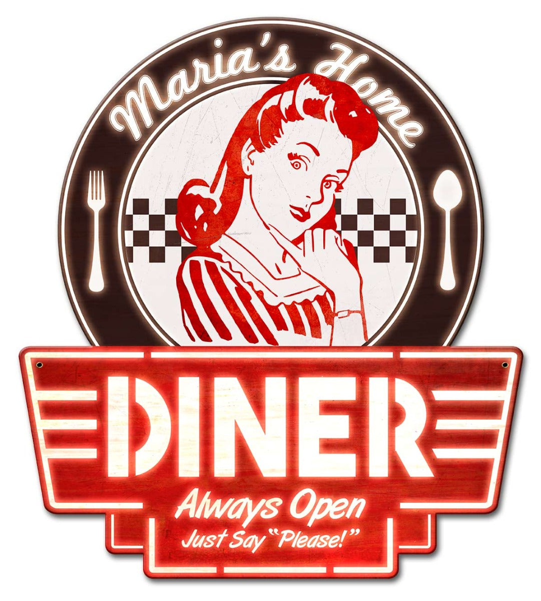 Mom's Home Diner Vintage Sign - Personalized