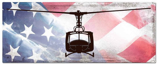 Huey Helicopter American Flag