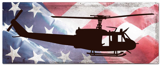 Huey Helicopter Profile American Flag