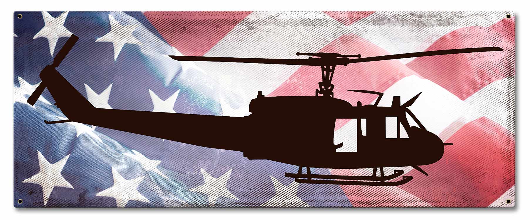 Huey Helicopter Profile American Flag