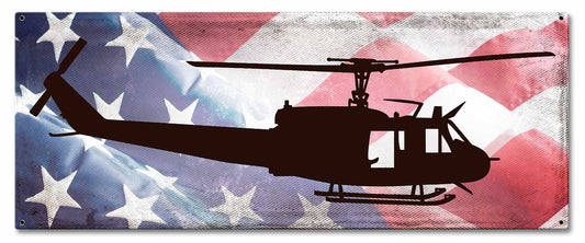 Huey Helicopter Profile American Flag