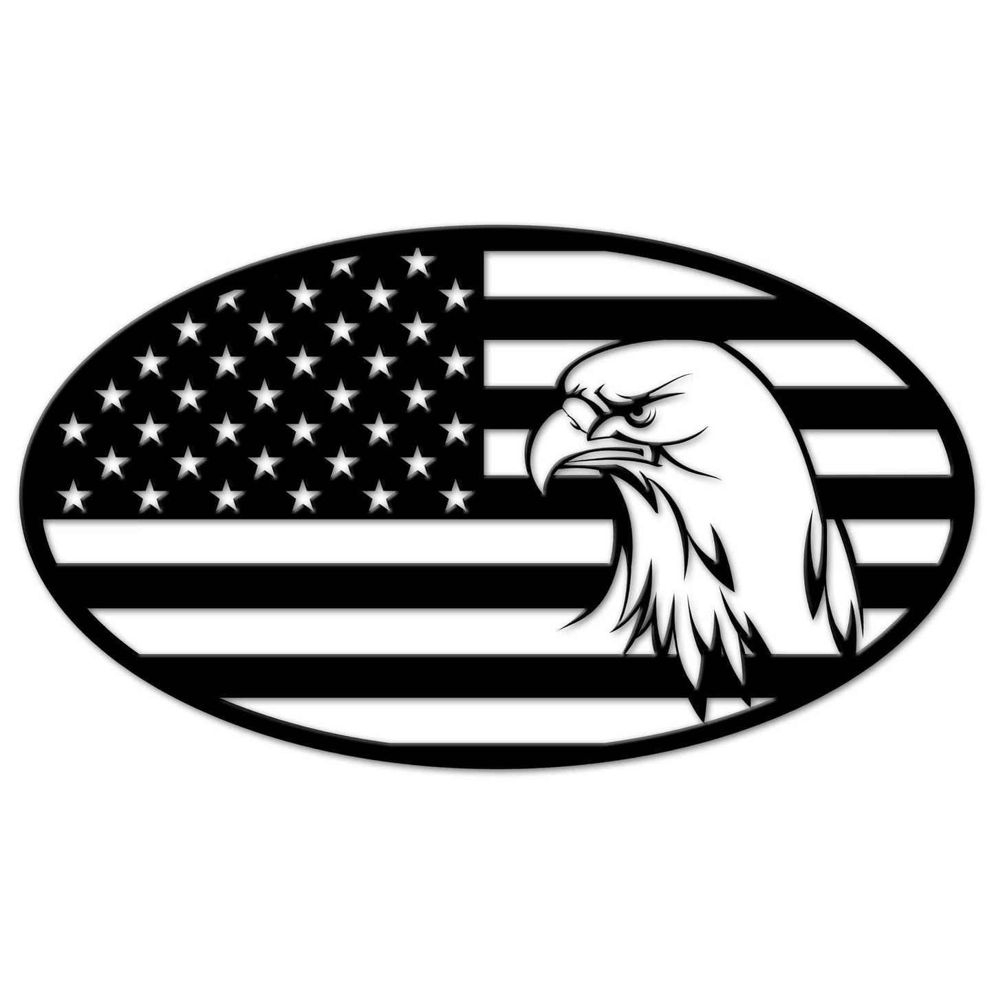 Flag Eagle Oval Silhouette 28 X 16 vintage metal sign