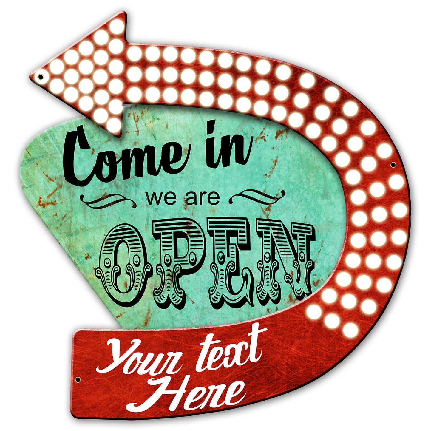 We Are Open 18 X 18 vintage metal sign