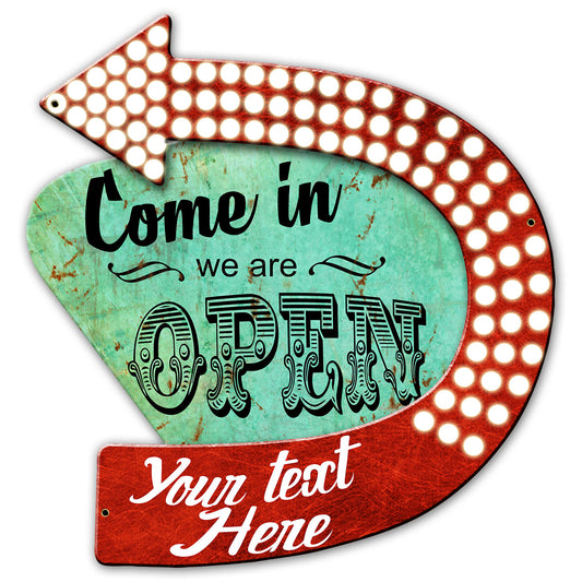 We Are Open 18 X 18 vintage metal sign