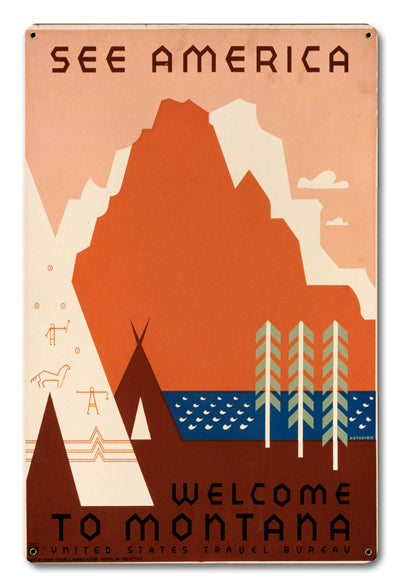 Welcome To Montana Vintage Sign