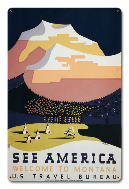 See America Welcome To Montana Vintage Sign