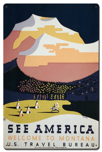See America Welcome To Montana Vintage Sign