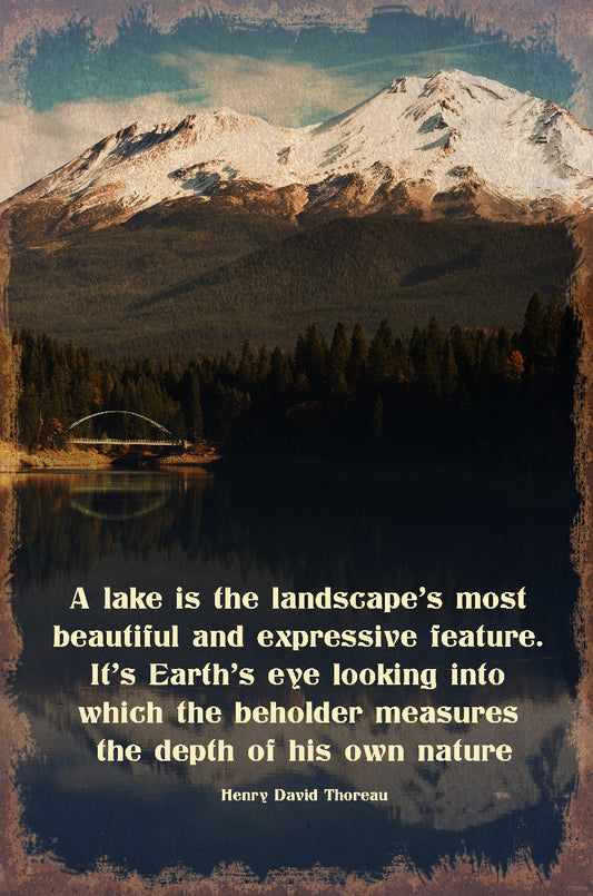 Lake Shasta Thoreau Quote Vintage Sign