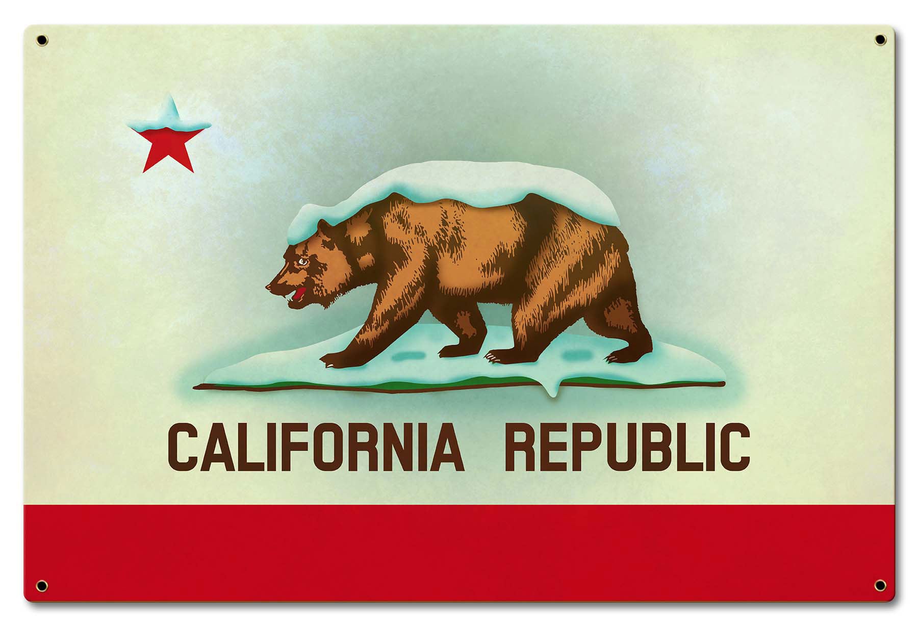 California Snow Flag Vintage Sign