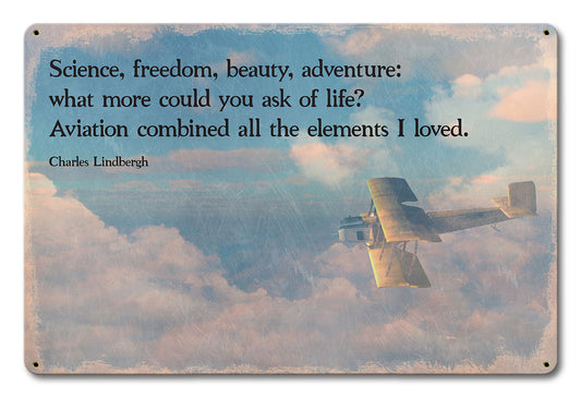 Lindbergh Aviation Quote 18 x 12 Satin