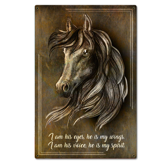 Horse Wing Spirit Dark 16 x 24 Satin