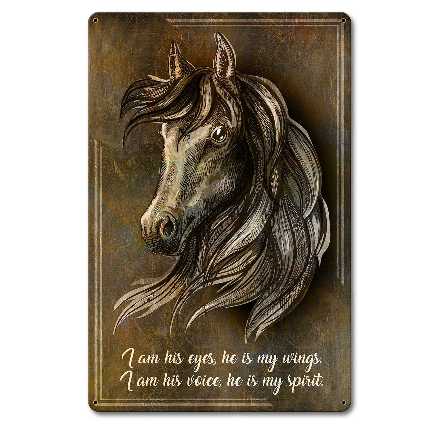 Horse Wing Spirit Dark 12 x 18 Satin