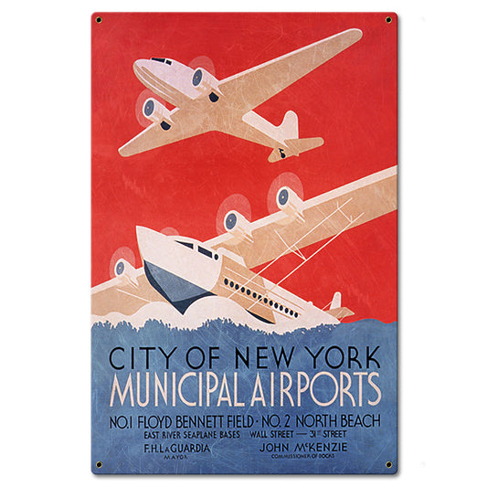 New York Seaplane Metal Sign 16in X 24in
