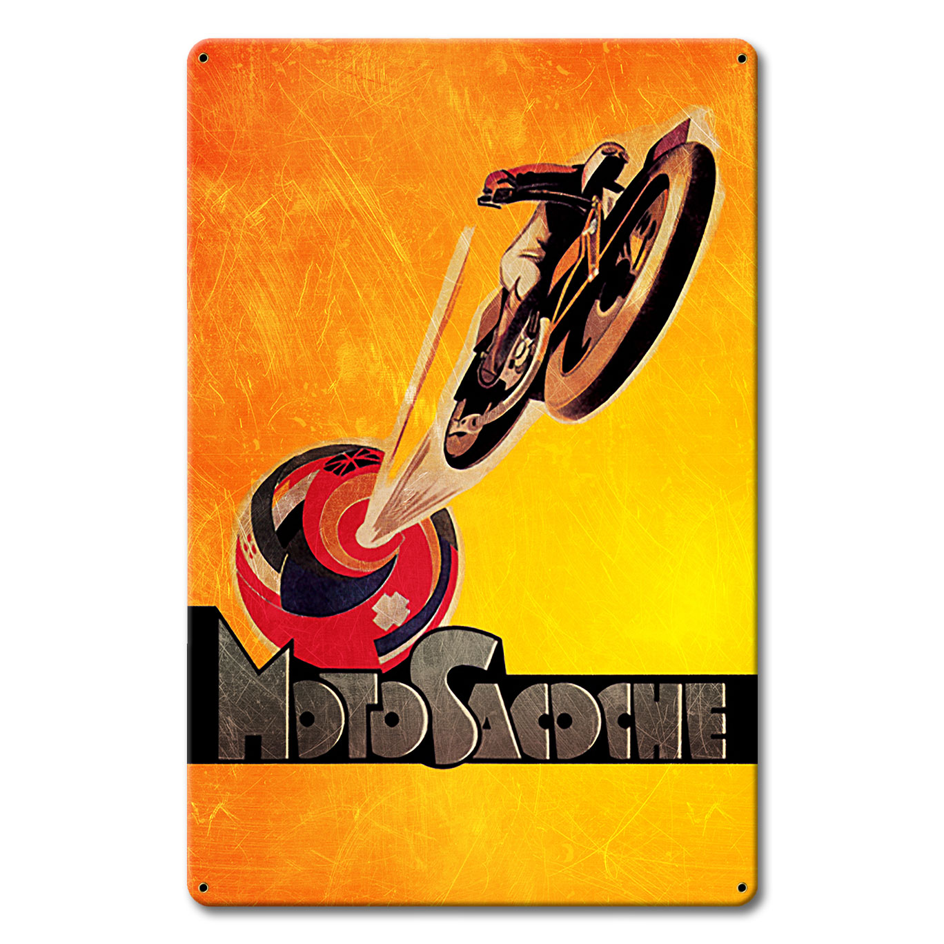 Moto Sacoche Motorcycle Metal Sign 12in X 18in