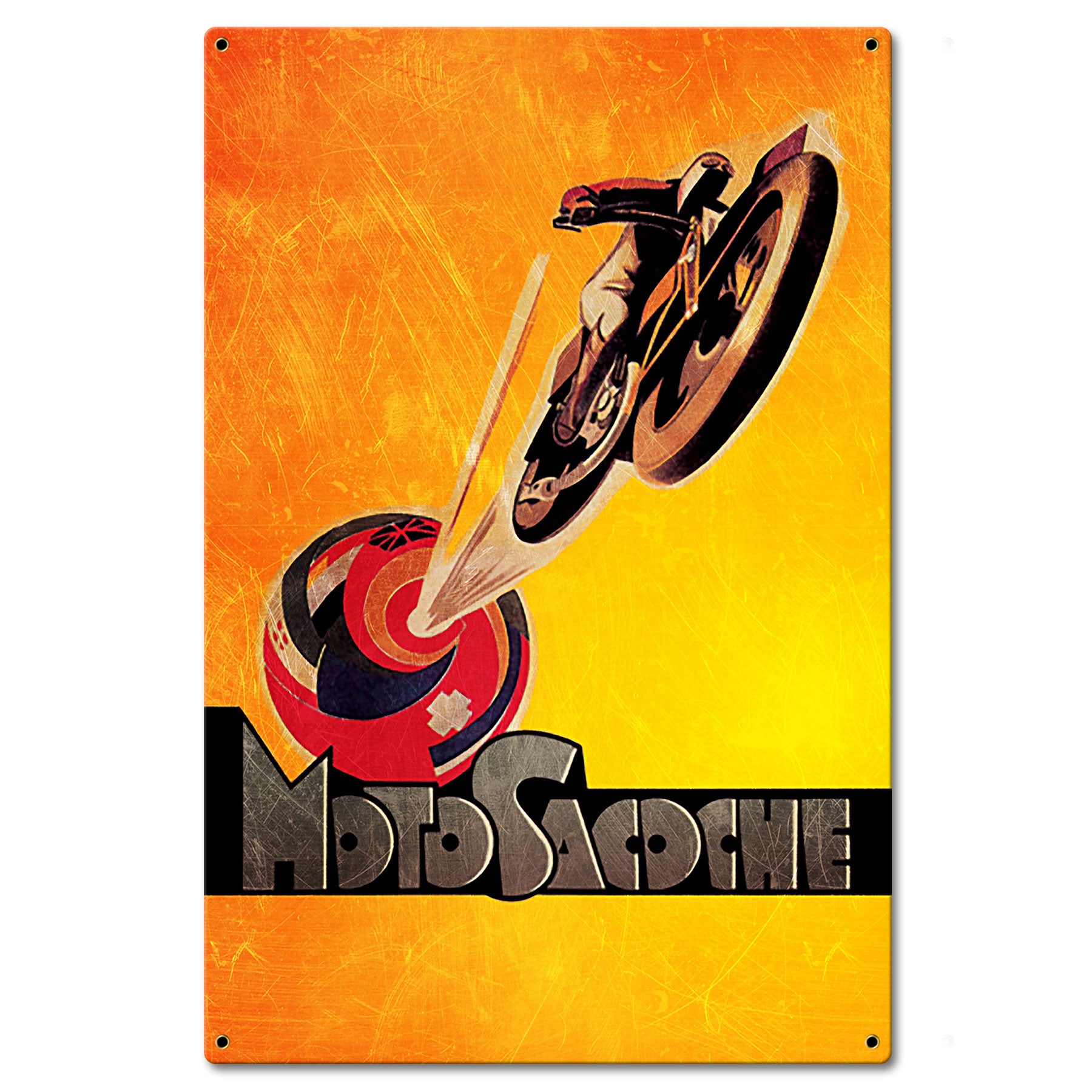 Moto Sacoche Motorcycle Metal Sign 16in X 24in