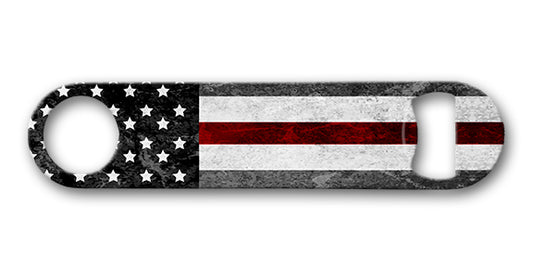 American Flag Red Line 7 x 4 Bottle Opener