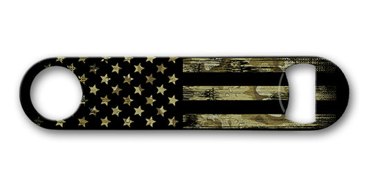 American Flag Army Camo 7 x 4 Bottle Opener