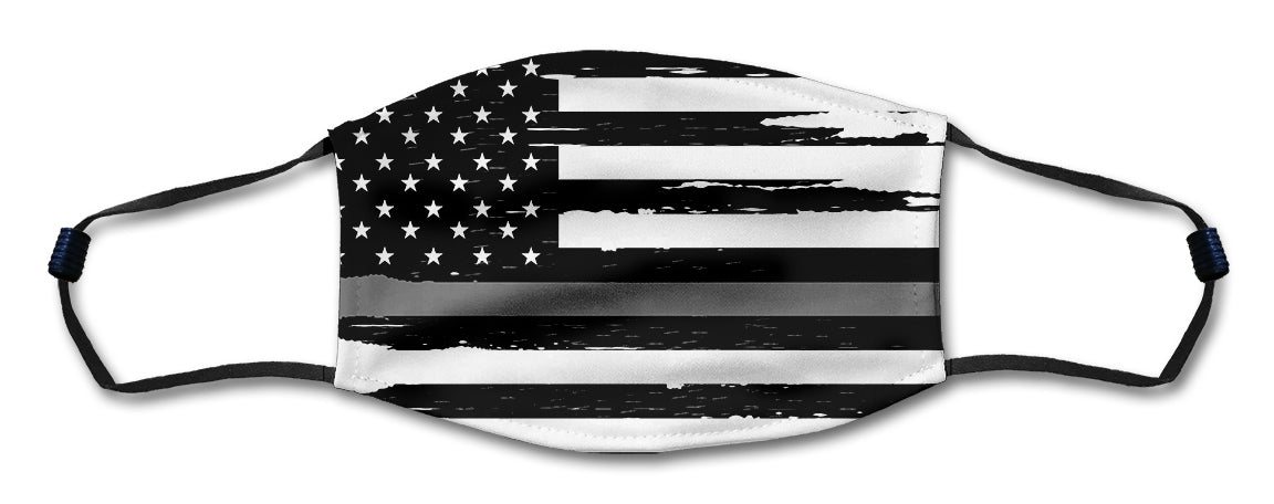 American Flag Grey Line Distressed Mask