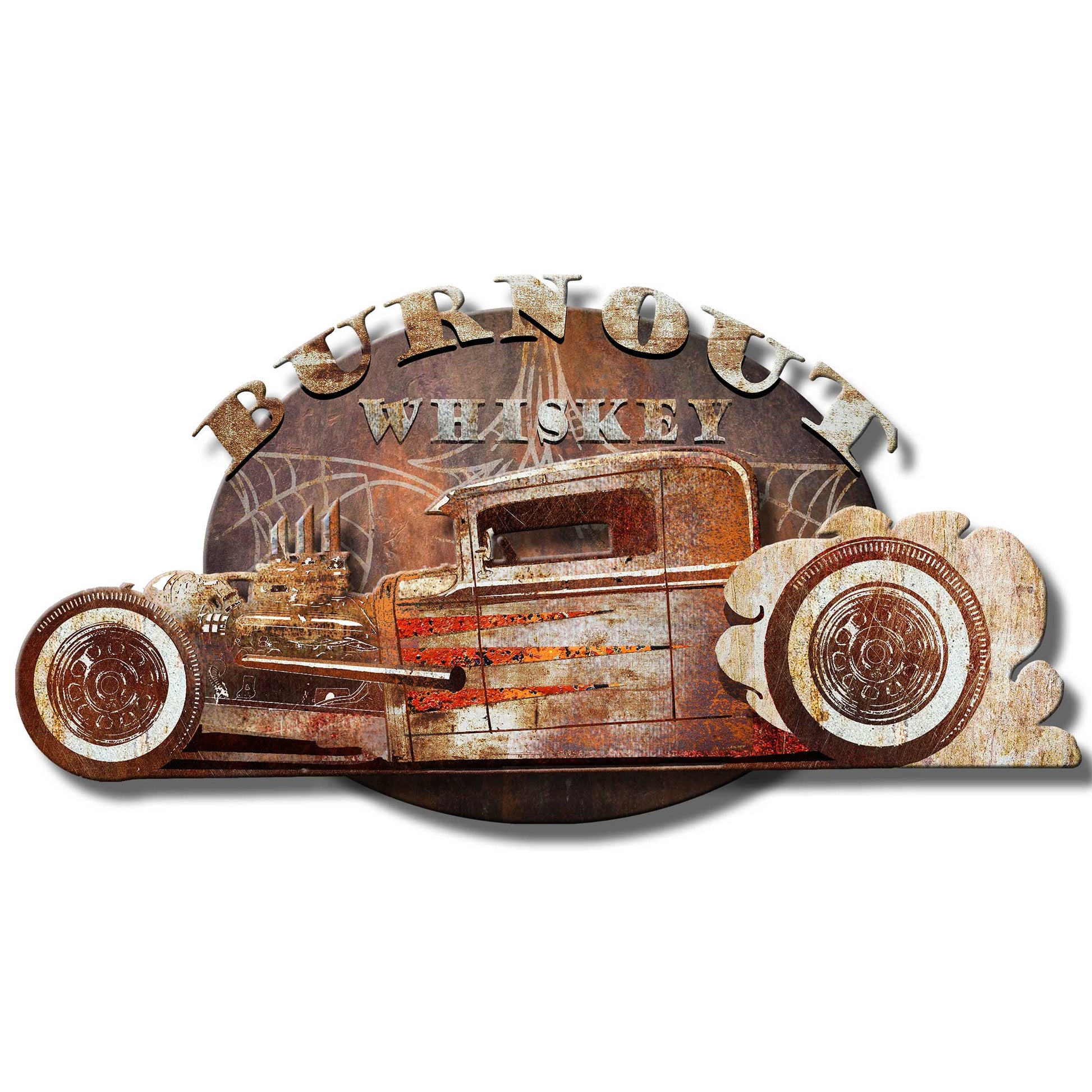 3-d Hot Rod Metal Sign 47in X 31in