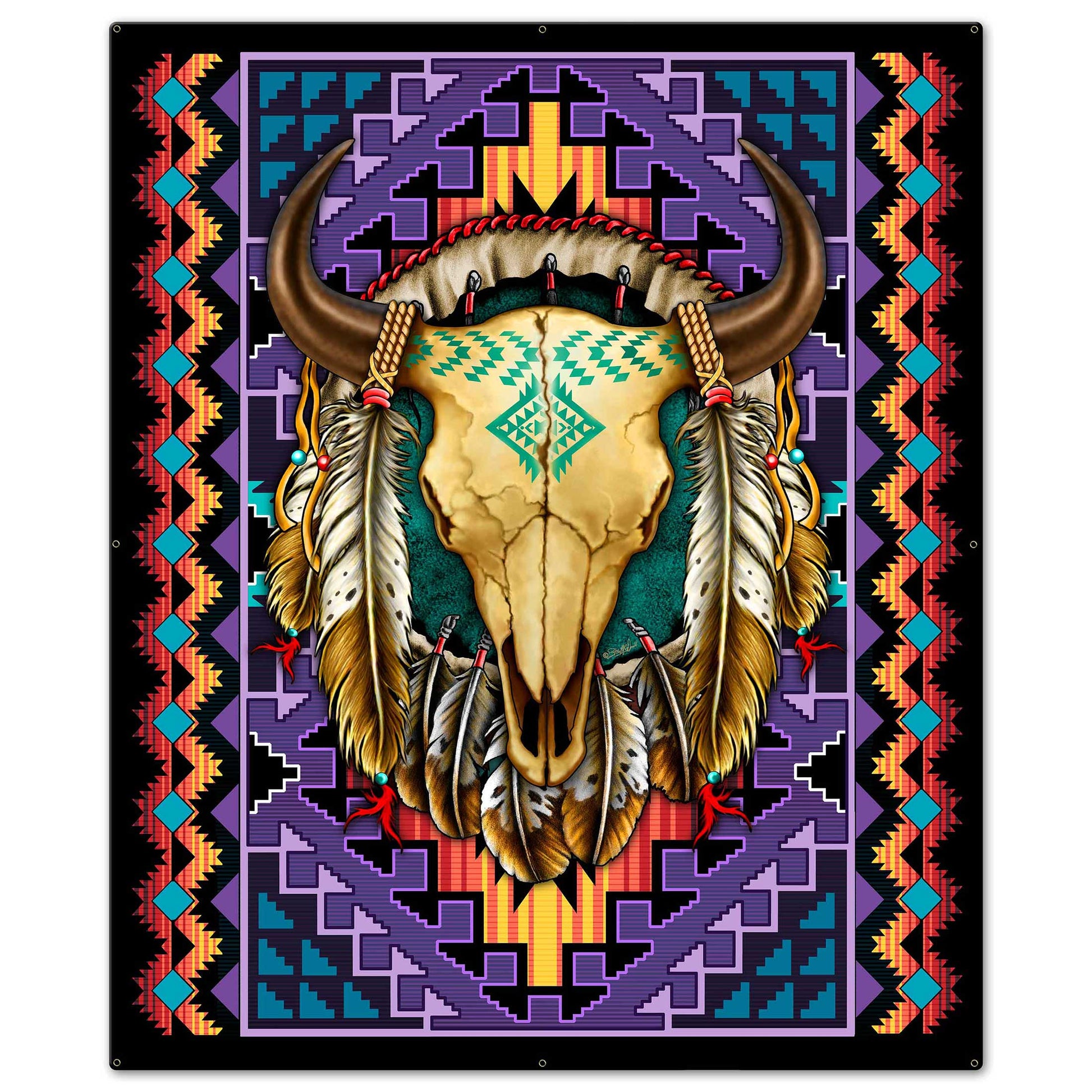 Buffalo Skull Blanket Look 40 x 48 Custom Shape