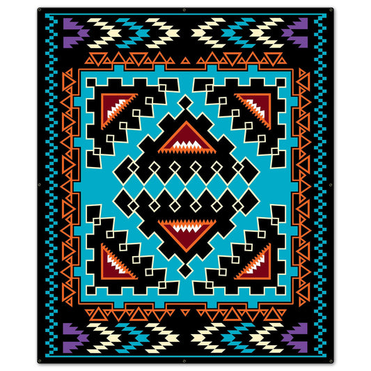 Turqoise Blanket Look 40 x 48 Custom Shape