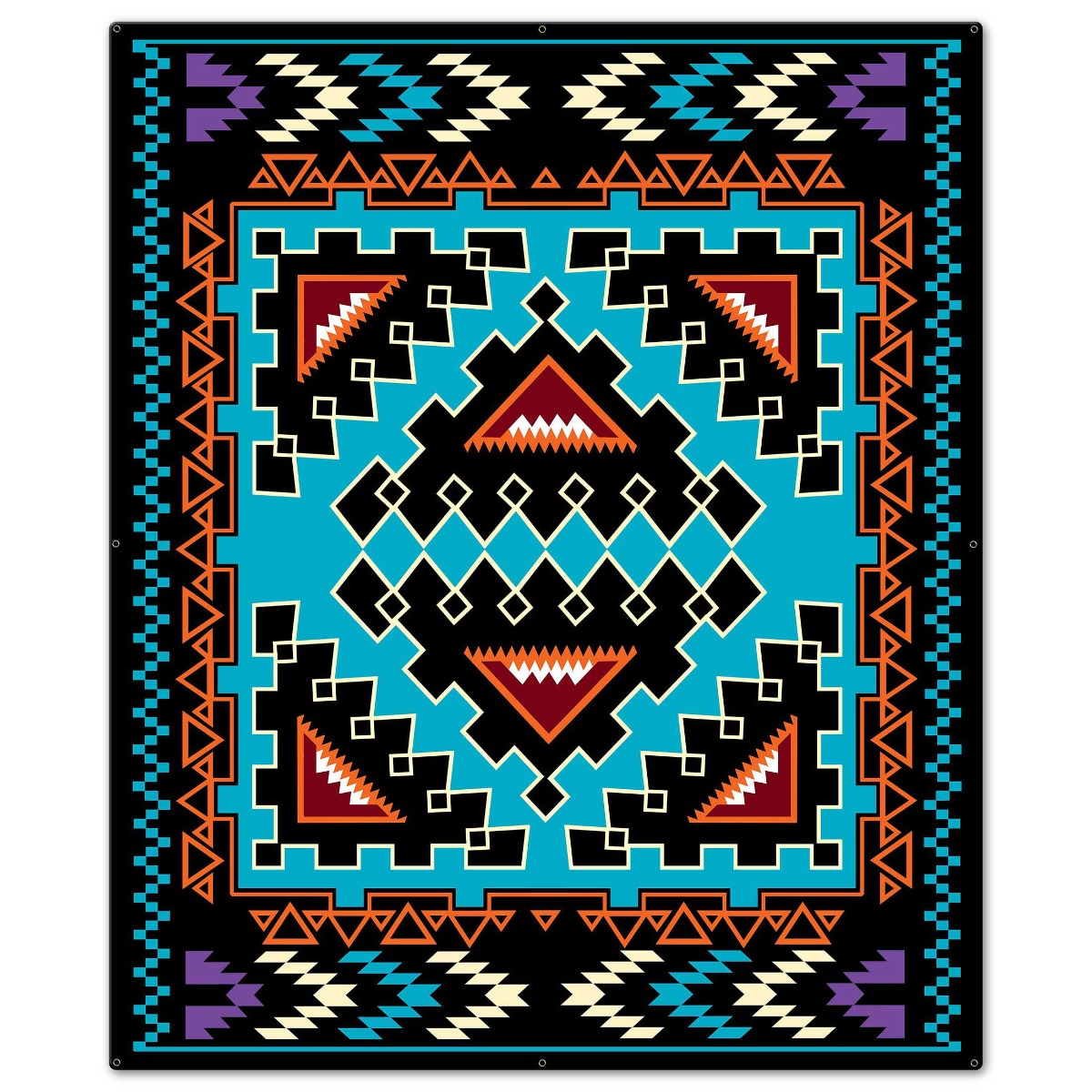 Turq Blanket Look 30 x 36 Custom Shape