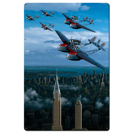 Planes Over New York 24 X 36 vintage metal sign