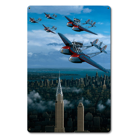 Planes Over New York 12 X 18 vintage metal sign