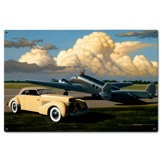 Cord and Plane 24 X 16 vintage metal sign