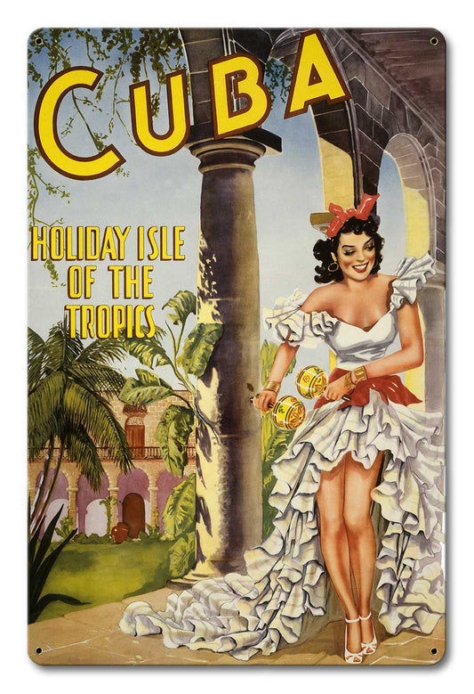 Cuba Holiday Isle Vintage Metal Sign