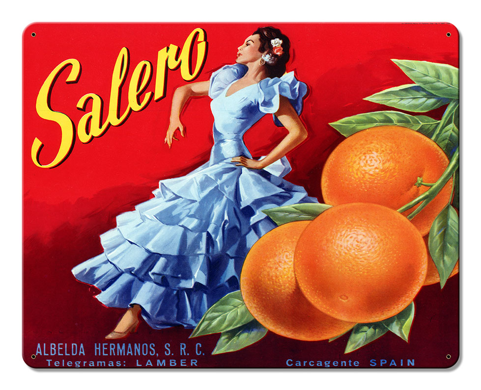 Valero Oranges Plama Vintage Metal Sign