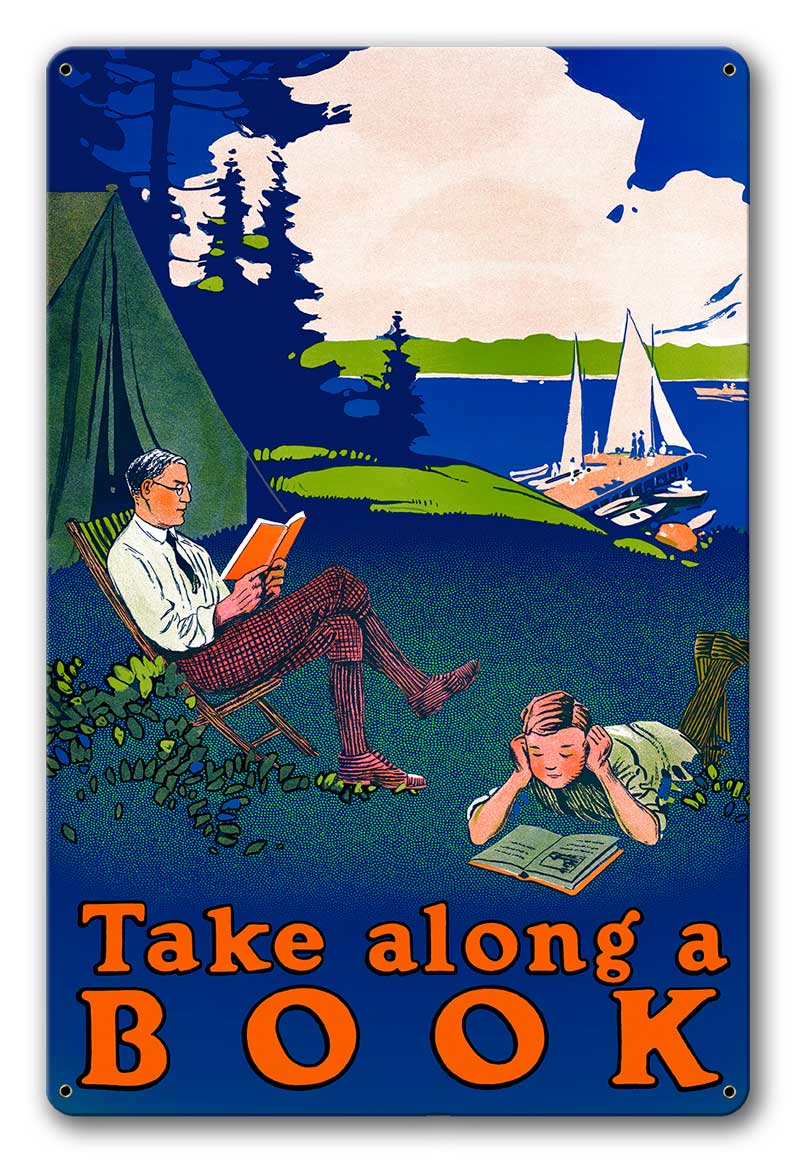 Take Along A Book Vintage Metal Sign