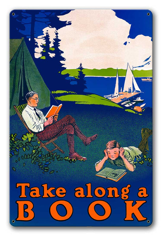 Take Along A Book Vintage Metal Sign