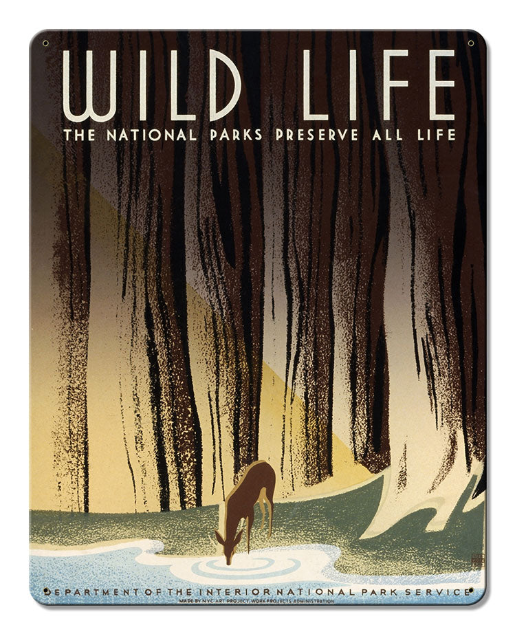 Wild Life The National Parks Preserve All Life Vintage Metal Sign