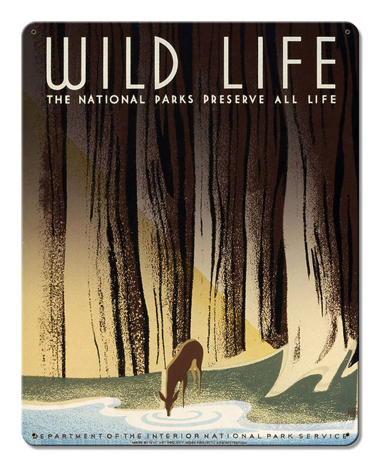 Wild Life The National Parks Preserve All Life Vintage Metal Sign