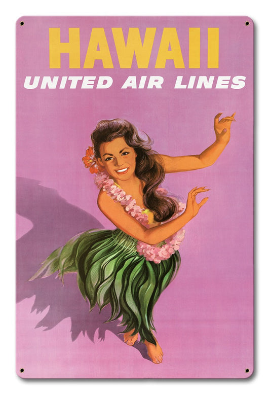 Hawaii Hula Dancer Vintage Metal Sign