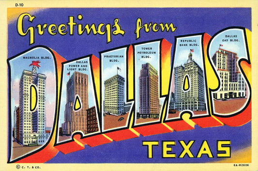 Greetings From Dallas Vintage Metal Sign