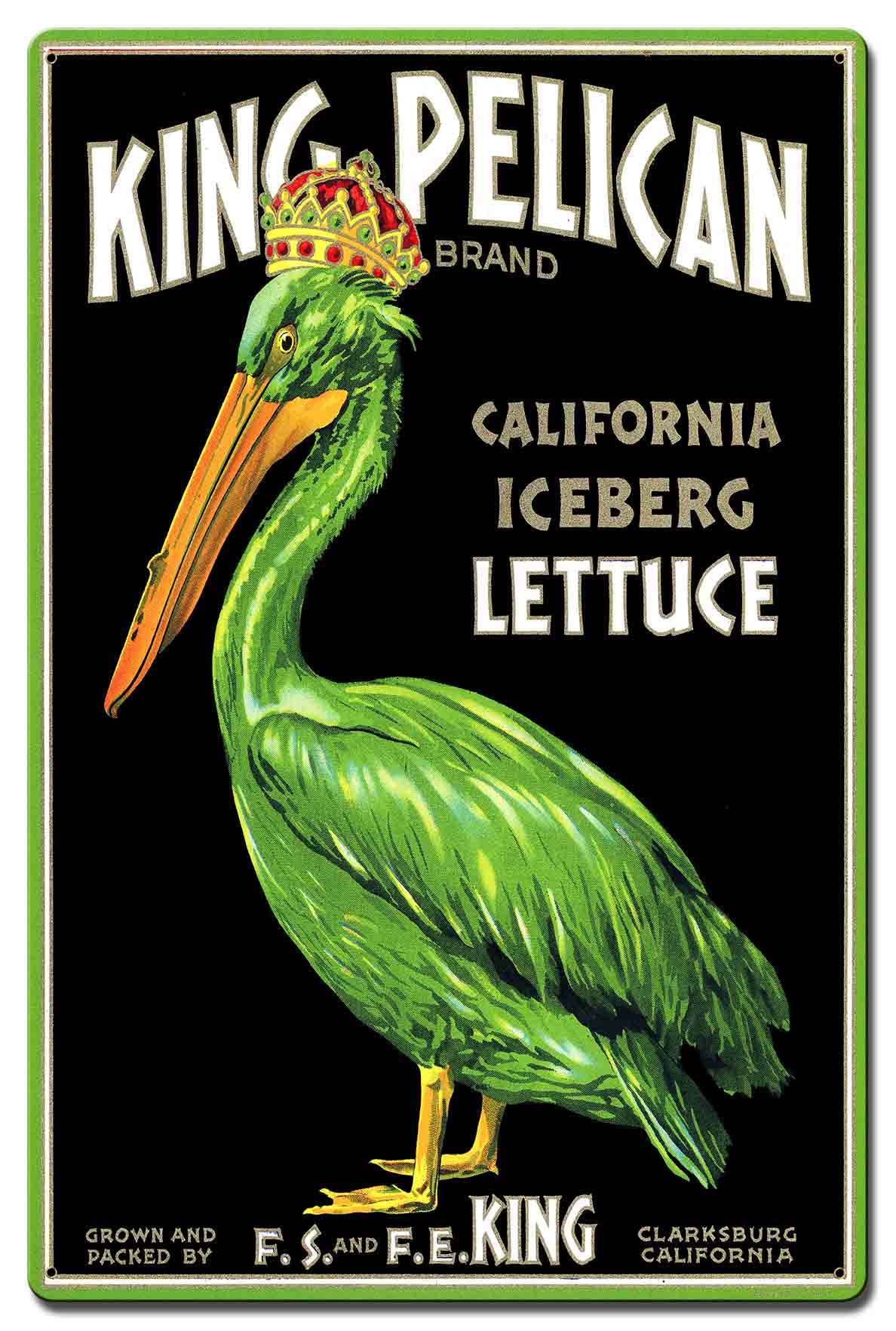 King Pelican Lettuce Vintage Metal Sign