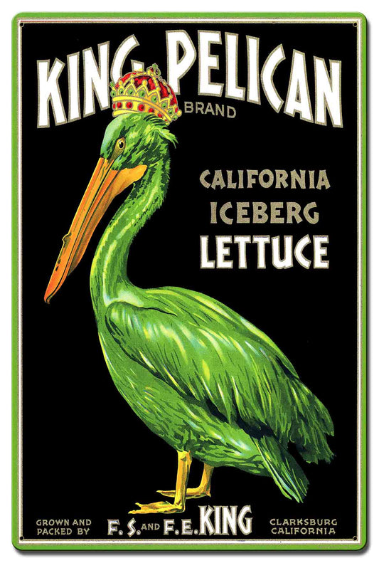 King Pelican Lettuce Vintage Metal Sign