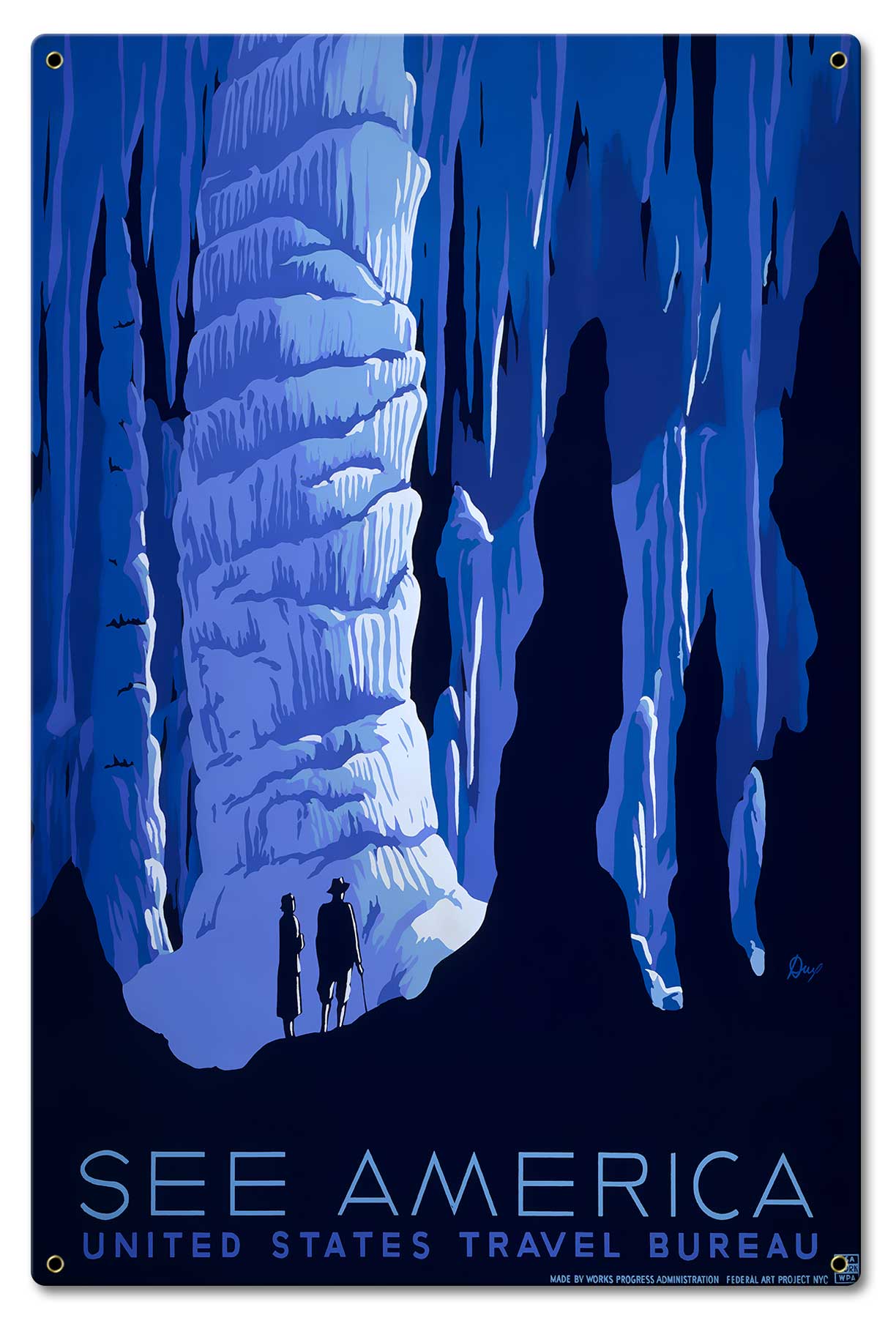 See America Blue Cavern Vintage Metal Sign