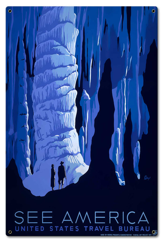 See America Blue Cavern Vintage Metal Sign