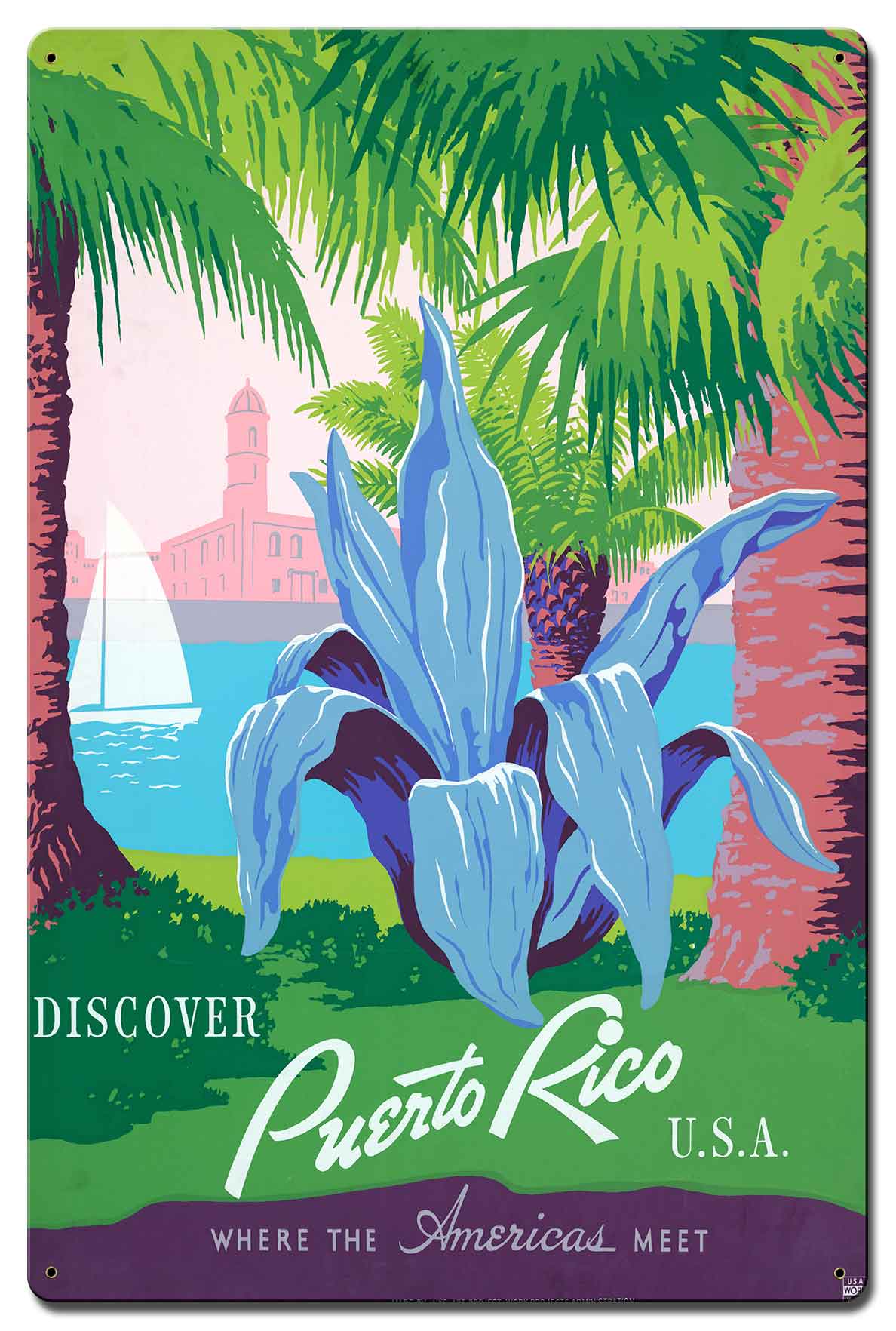 Discover Puerto Rico 2 16 X 24 vintage metal sign