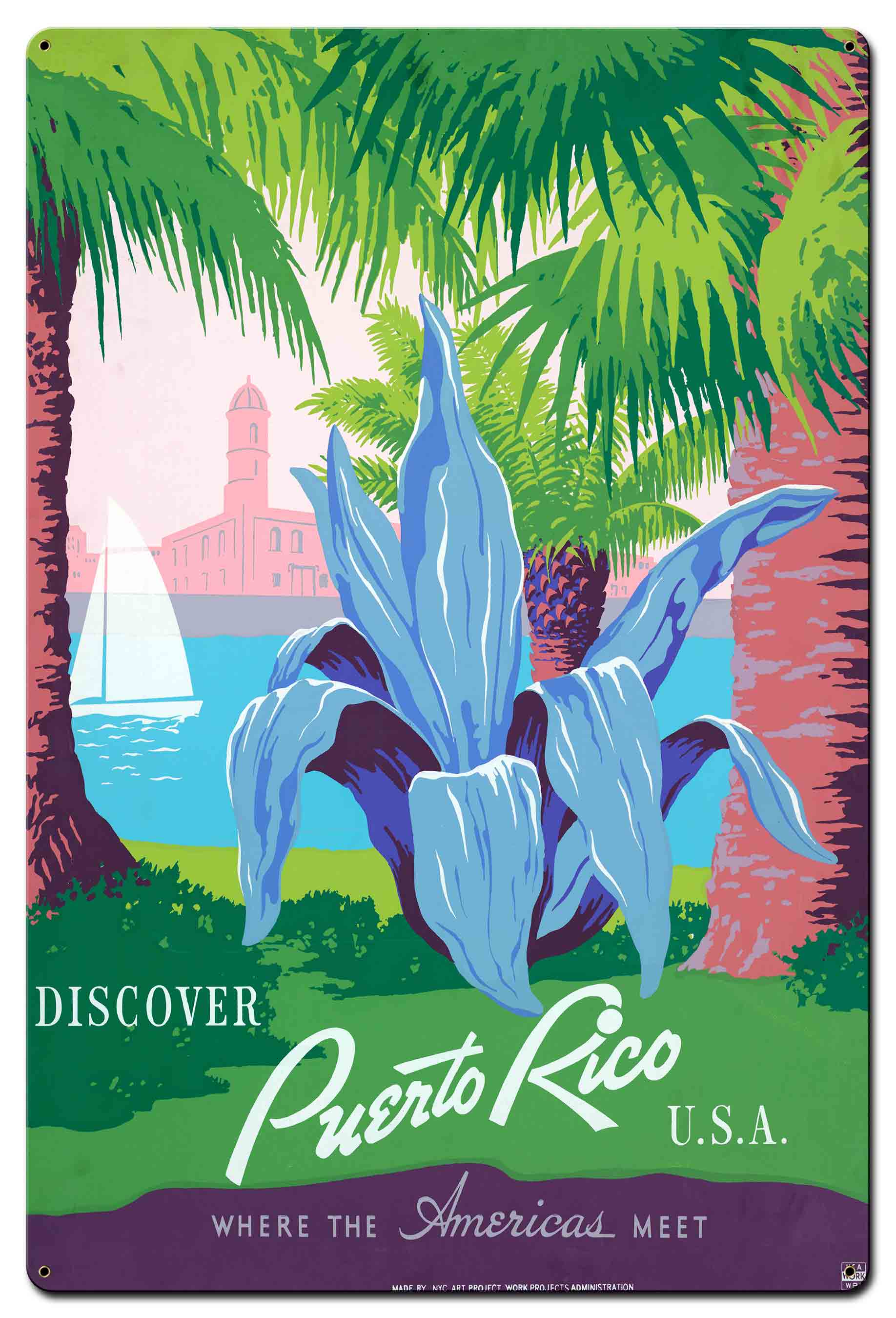 Discover Puerto Rico 2 24 X 36 vintage metal sign