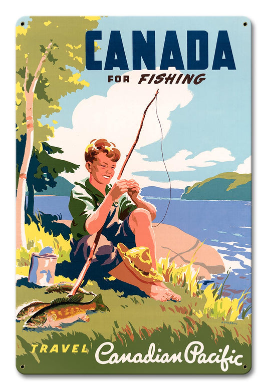 Canada For Fishing 12 X 18 vintage metal sign