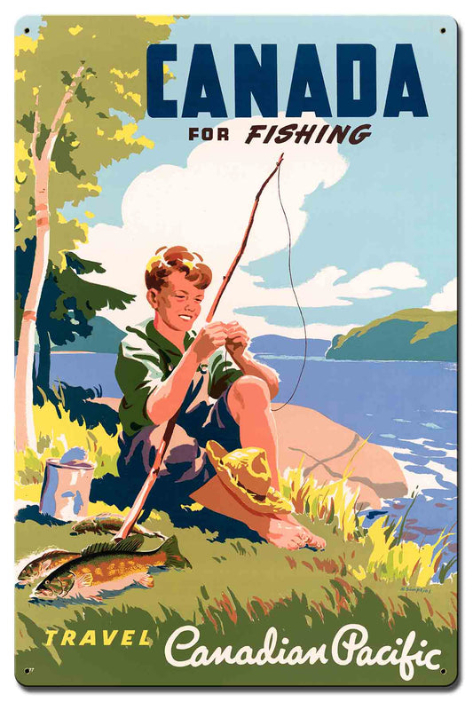 Canada For Fishing 16 X 24 vintage metal sign