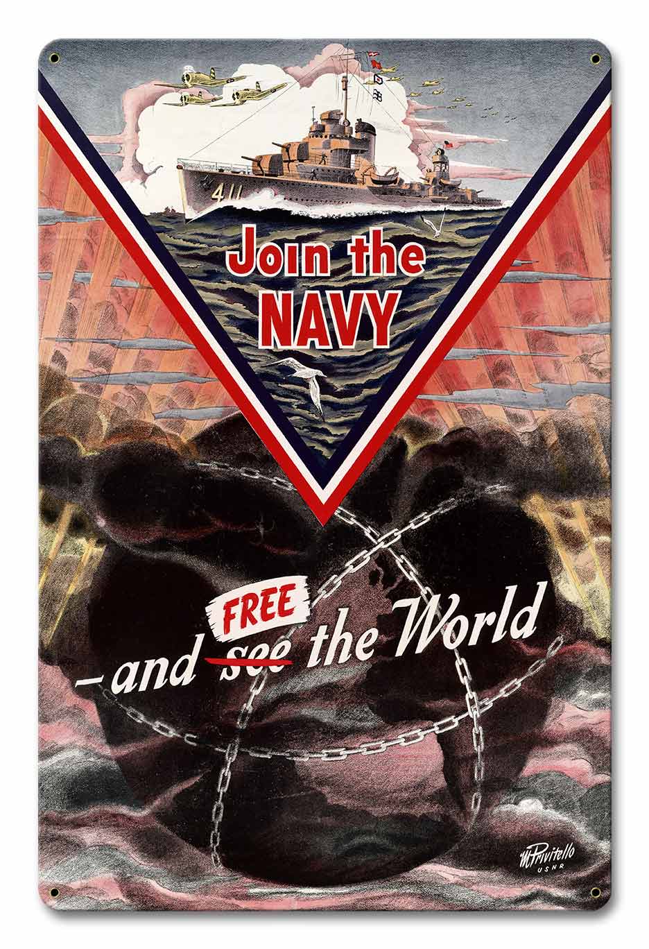 Join The Navy and Free The World 12 X 18 vintage metal sign