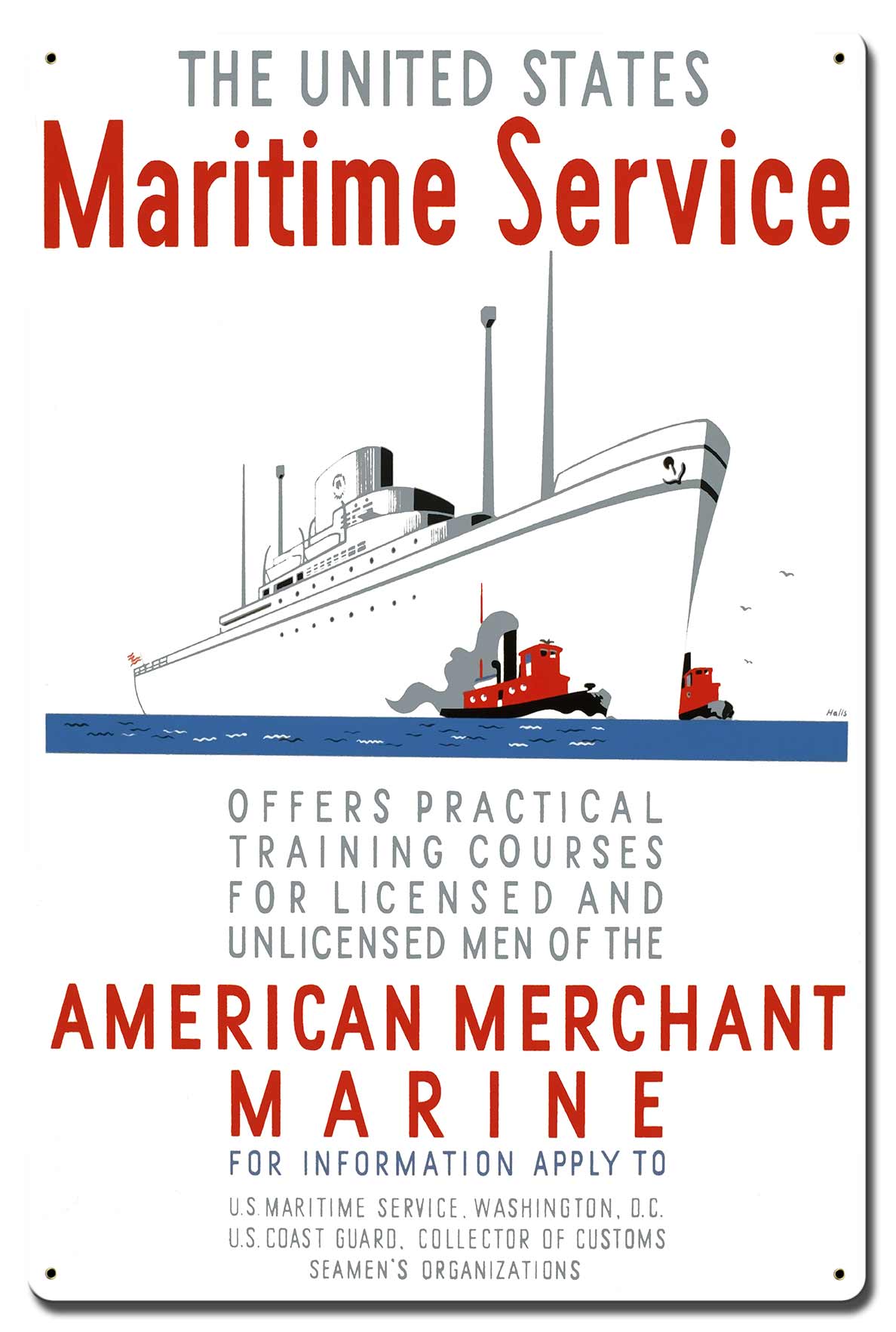 Maritime Service Metal Sign 16in X 24in